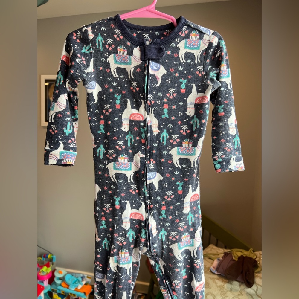 Baby Gap Toddler Footless Llama Zip Up Cotton Pajamas Size 2T GUC